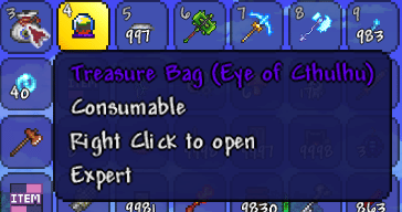 Terraria Master Mode treasure bag