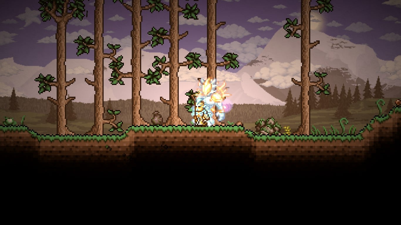 The player picking up a Putrid Scent in Terraria.