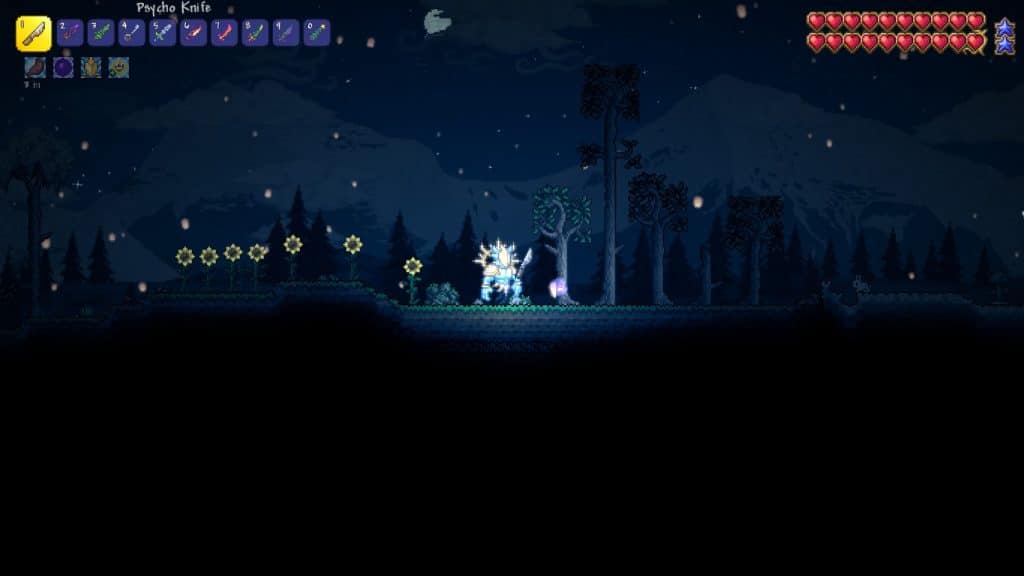 The player using the Psycho Knife in Terraria.