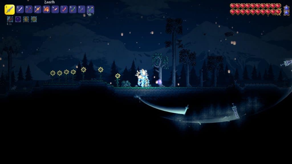 The player using the Zenith in Terraria.