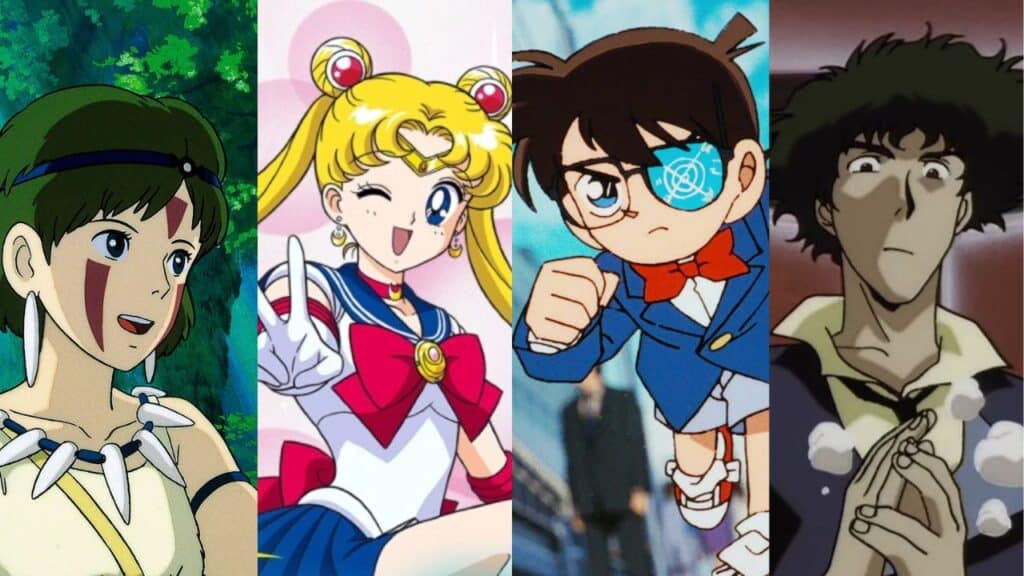 Princess Mononoke, Sailor Moon, and Cowboy Bebop in one frame.