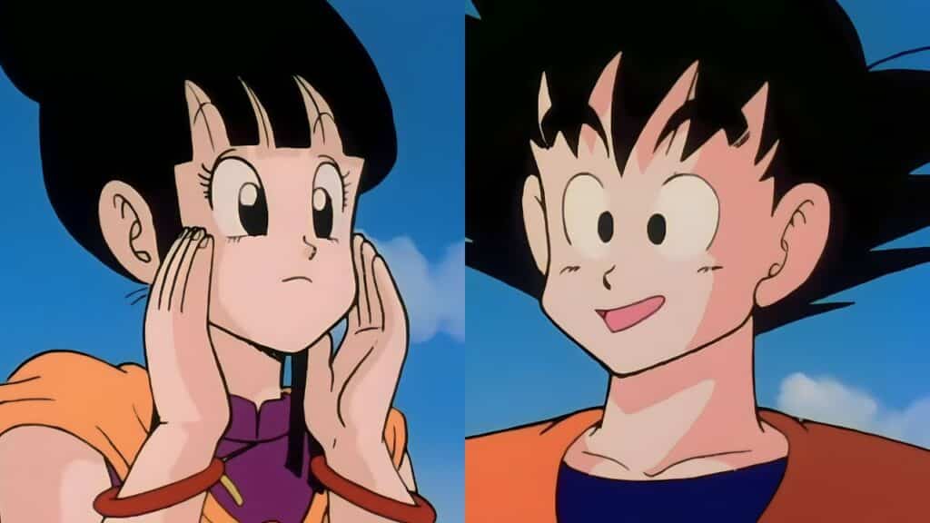 Chi chi and Goku in Dragon Ball Z.